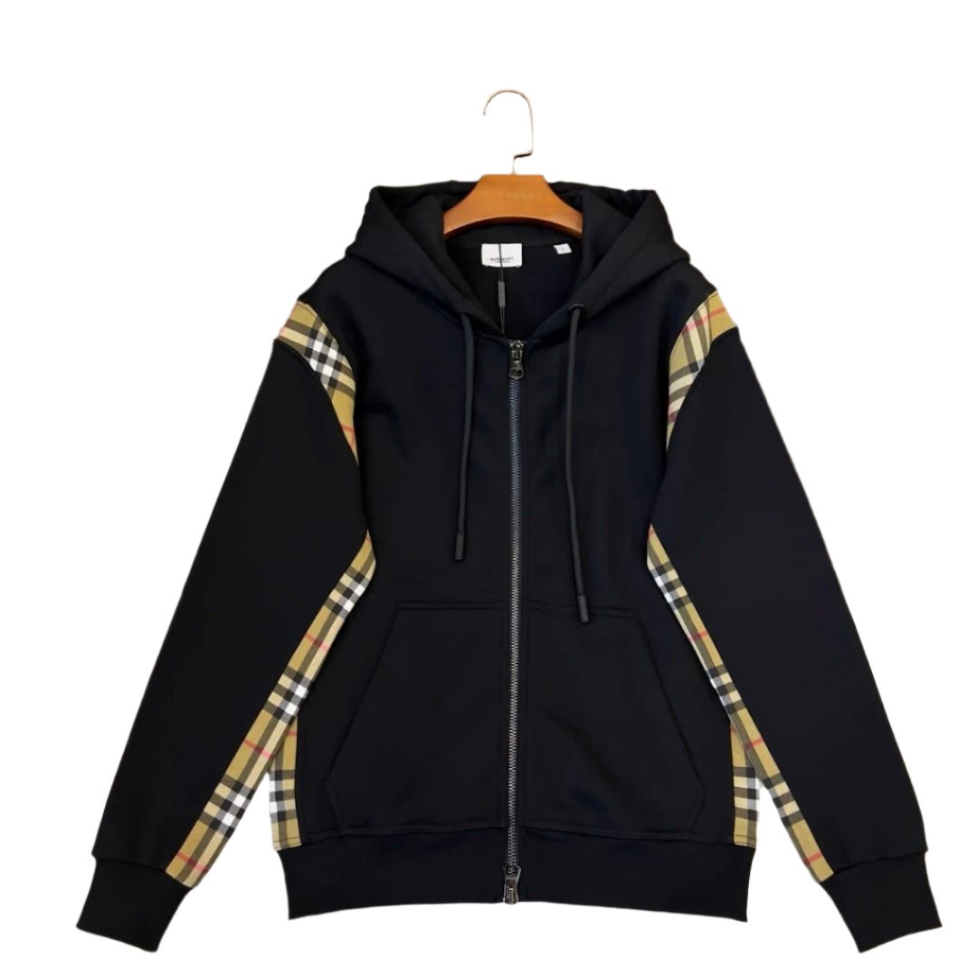 BBRY black hoodie with check patterns
