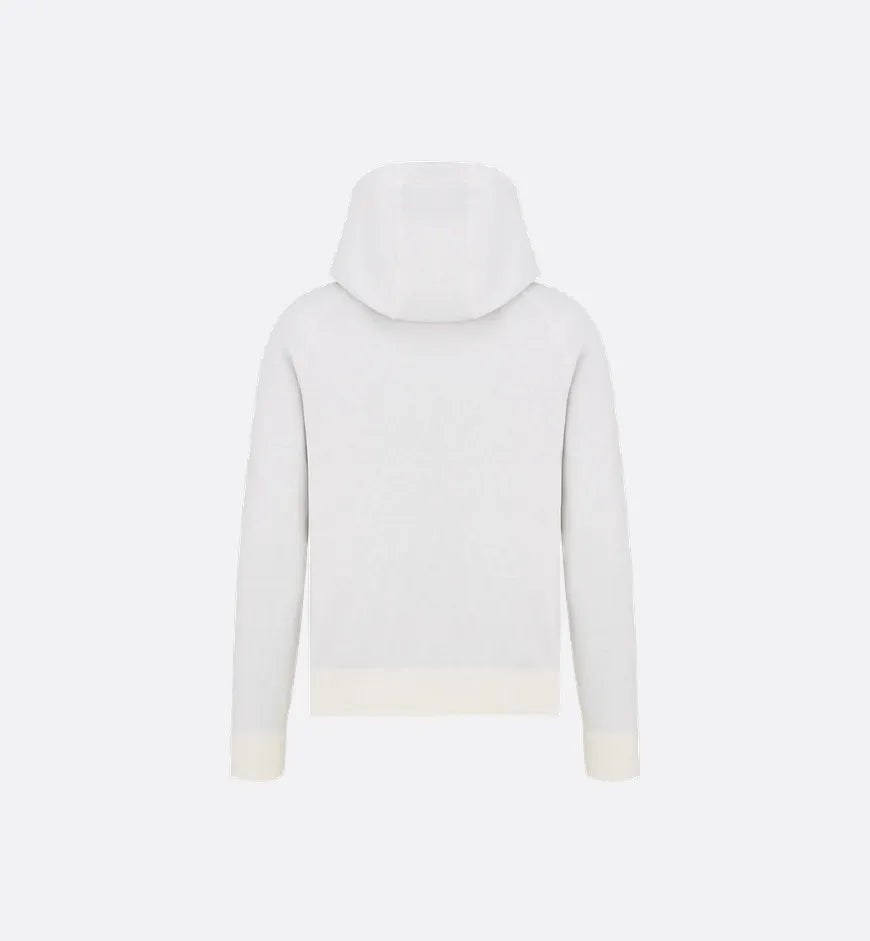 D!or Hoodie White zip up hoodie with pattern inside