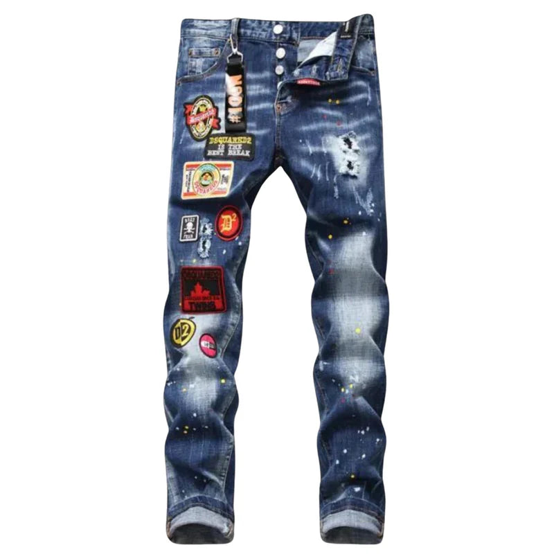 DSQ2 JEANS with stickers blue
