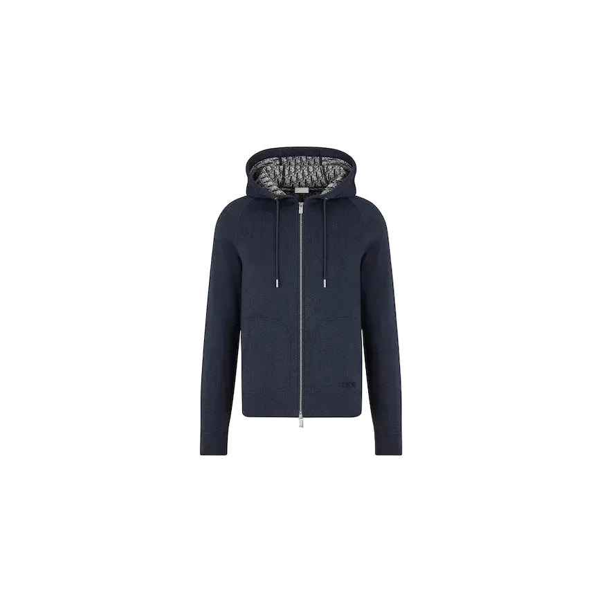 D!or Hoodie zip up navy with pattern inside