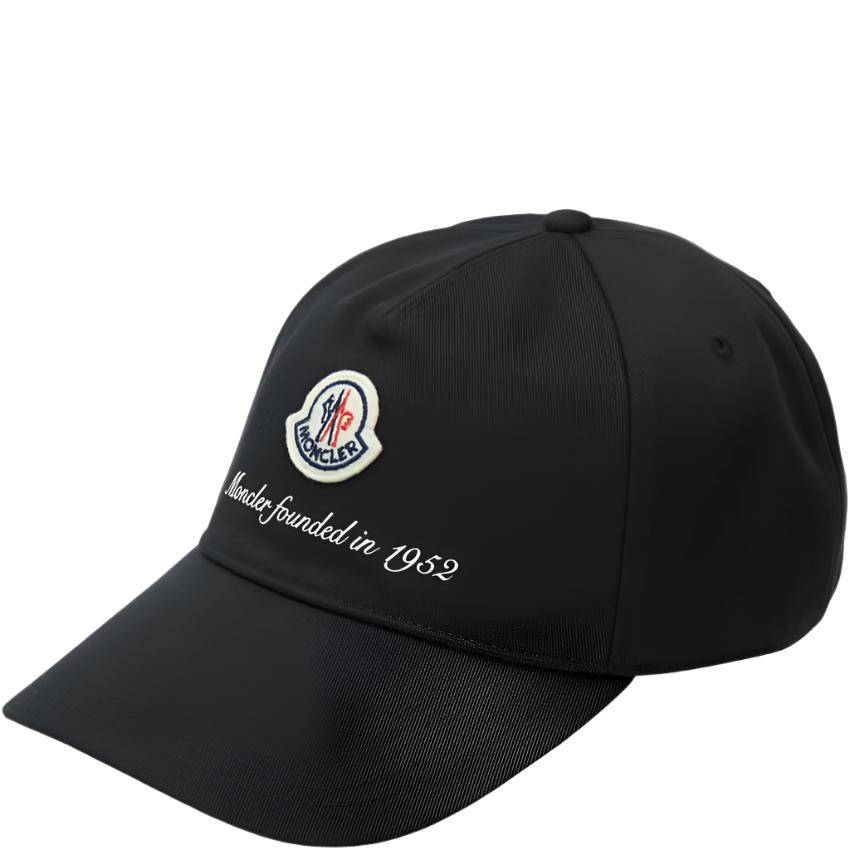 Monclr baseball logo with text black cap