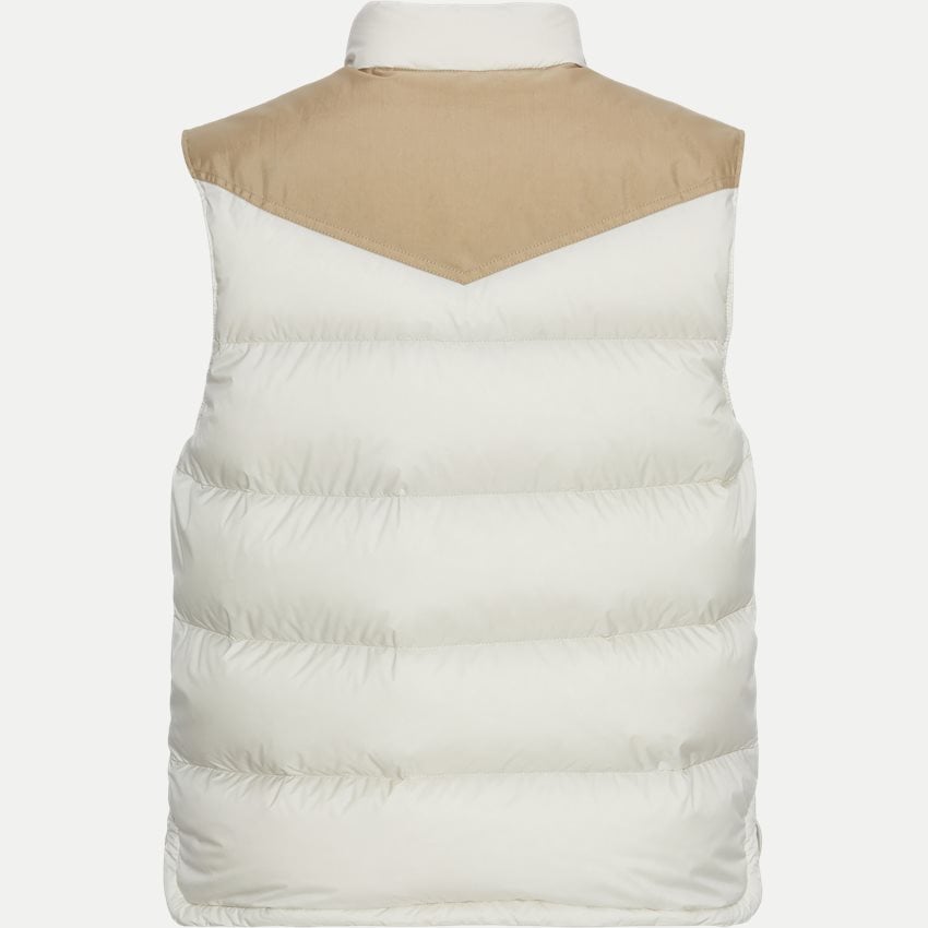 Monclr White puffer vest with beige shoulders