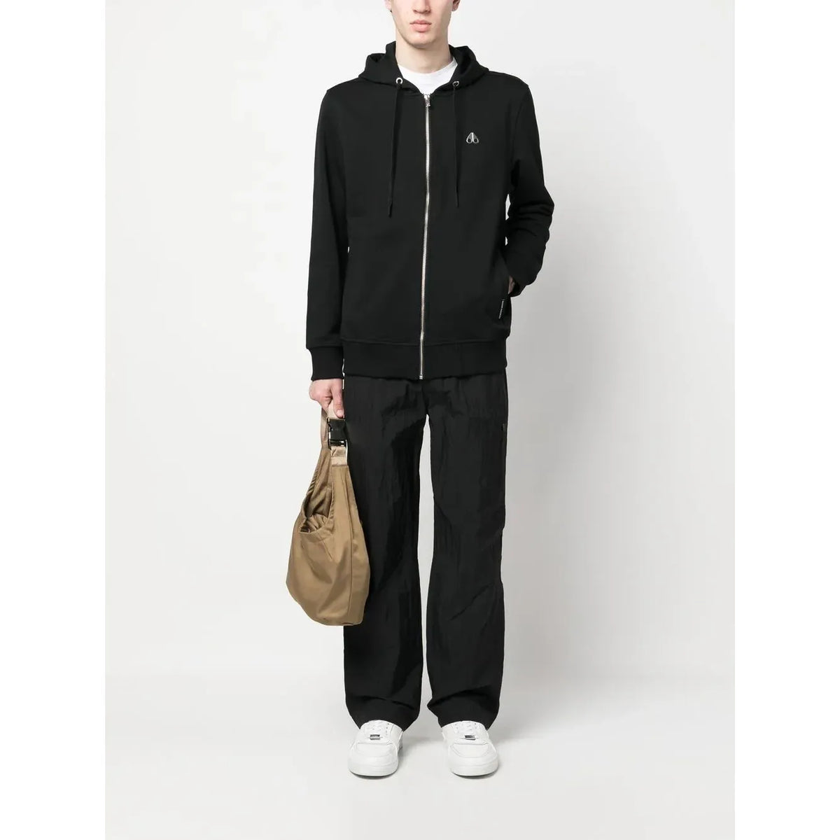 Moose Knucles Dundas front zip-up Hoodie Black