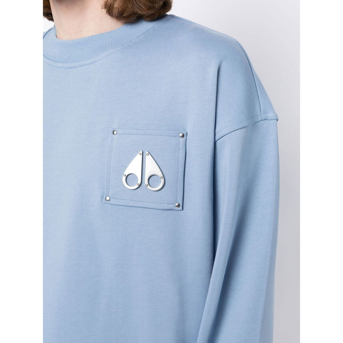 Moose Knucles Chest logo-patch detail blue sweatshirt