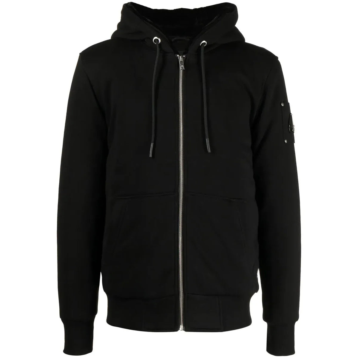 Moose Knucles Logo-plaque zip-up hoodie Black