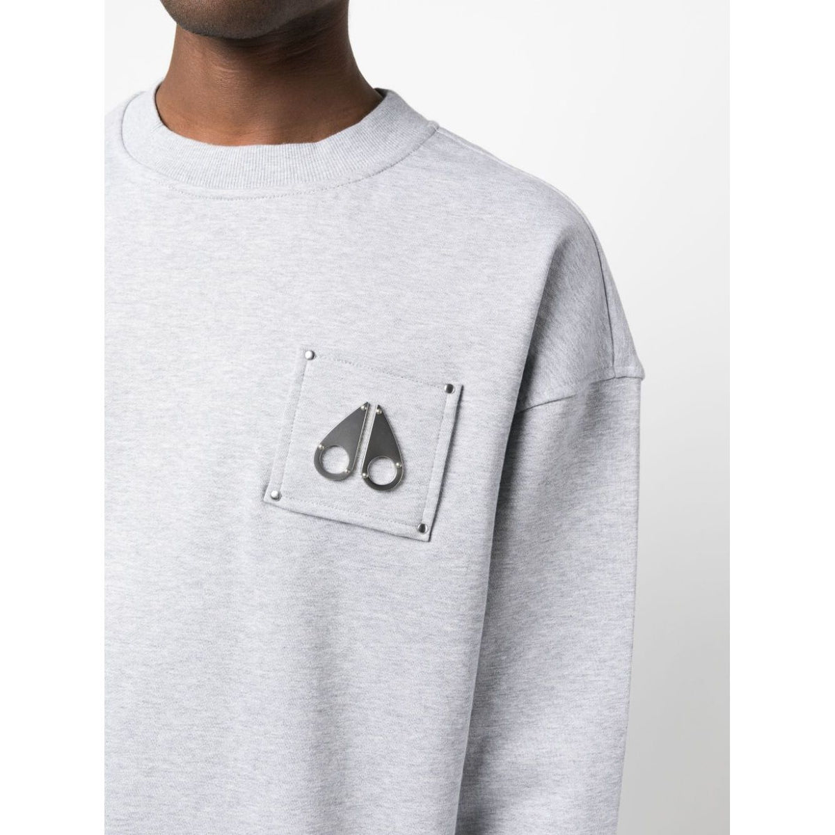 Moose Knucles Chest logo-patch detail grey sweatshirt