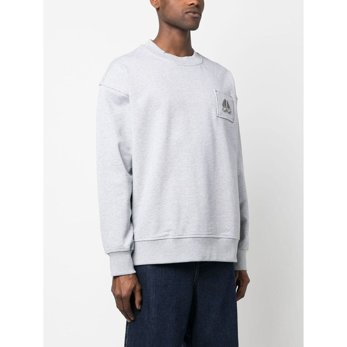 Moose Knucles Chest logo-patch detail grey sweatshirt