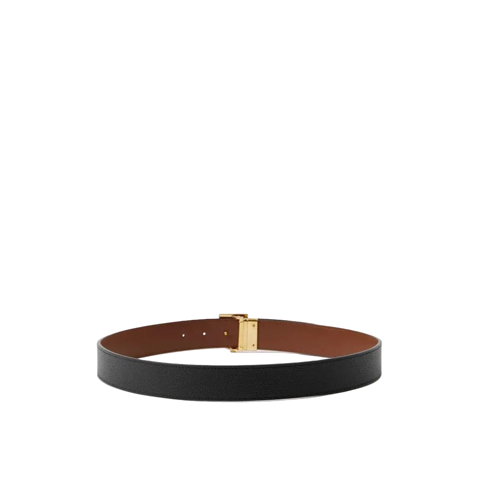 BBRY reversible leather belt with Gold buckle