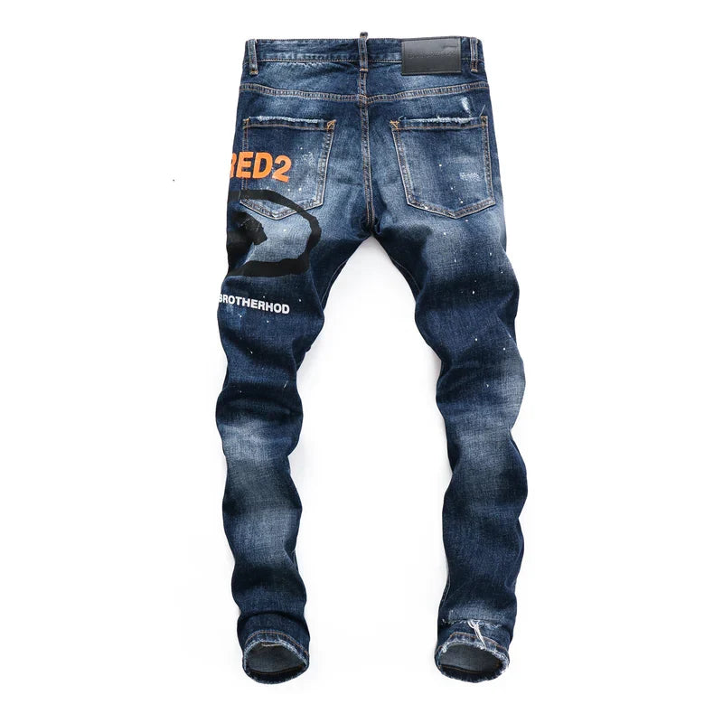DSQ2 JEANS in blue with text