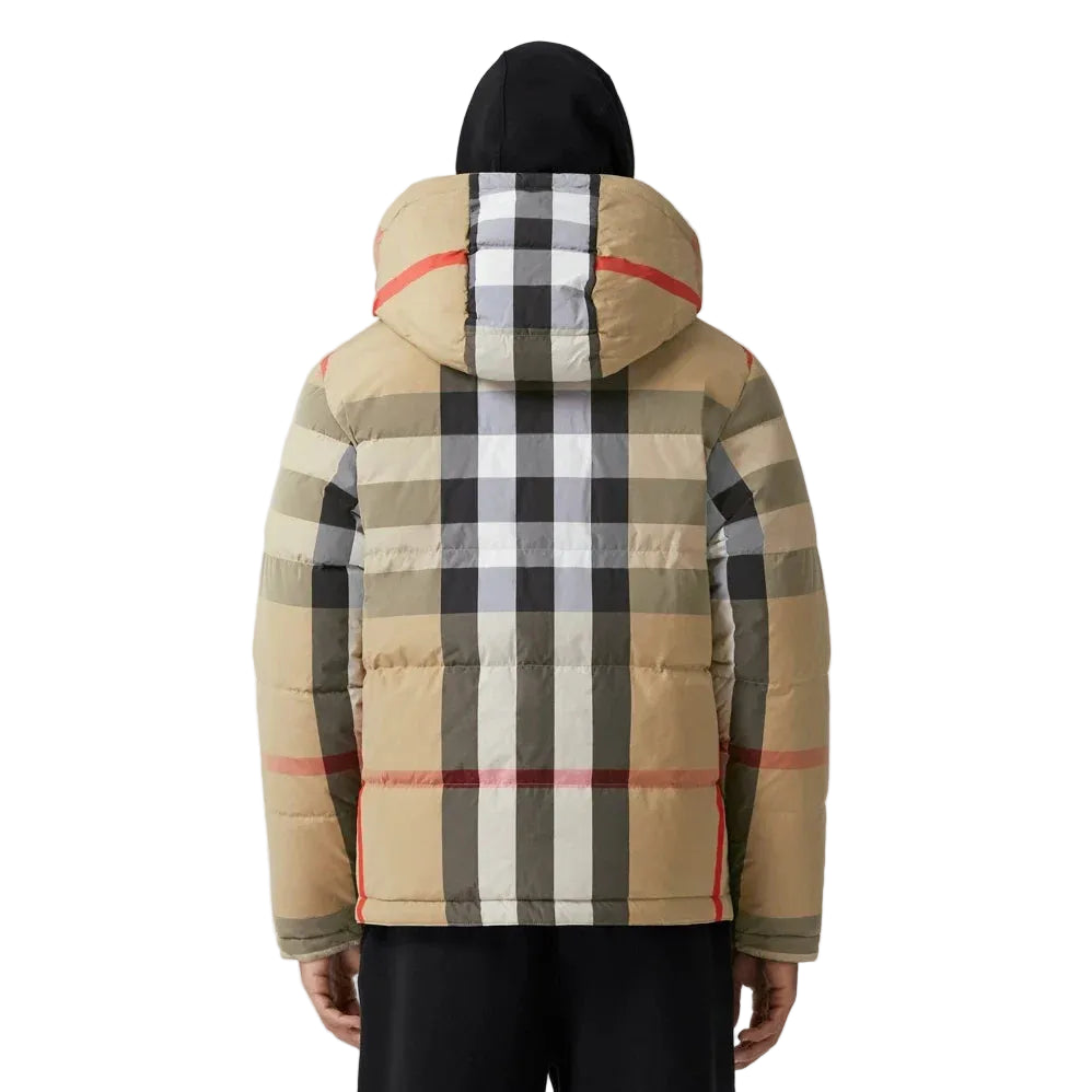 BBRY hooded puffer jacket in Italian-woven Check nylon