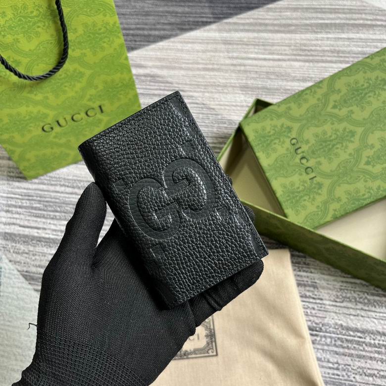 Gucci Wallet black leather GG oblong