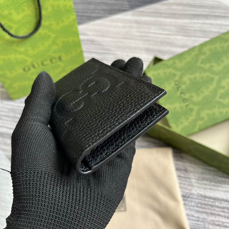 Gucci Wallet black leather GG oblong