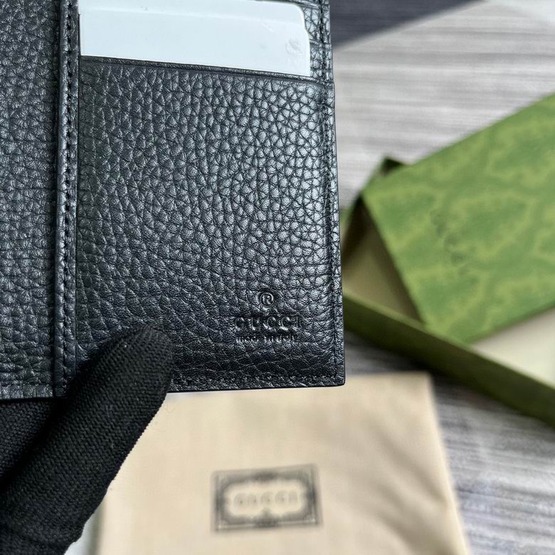 Gucci Wallet black leather GG oblong