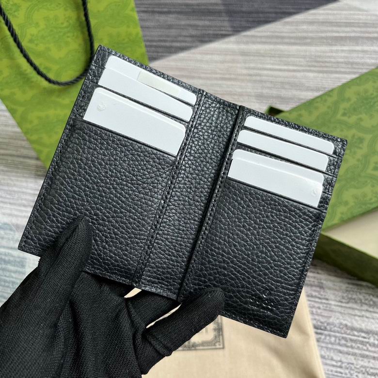 Gucci Wallet black leather GG oblong