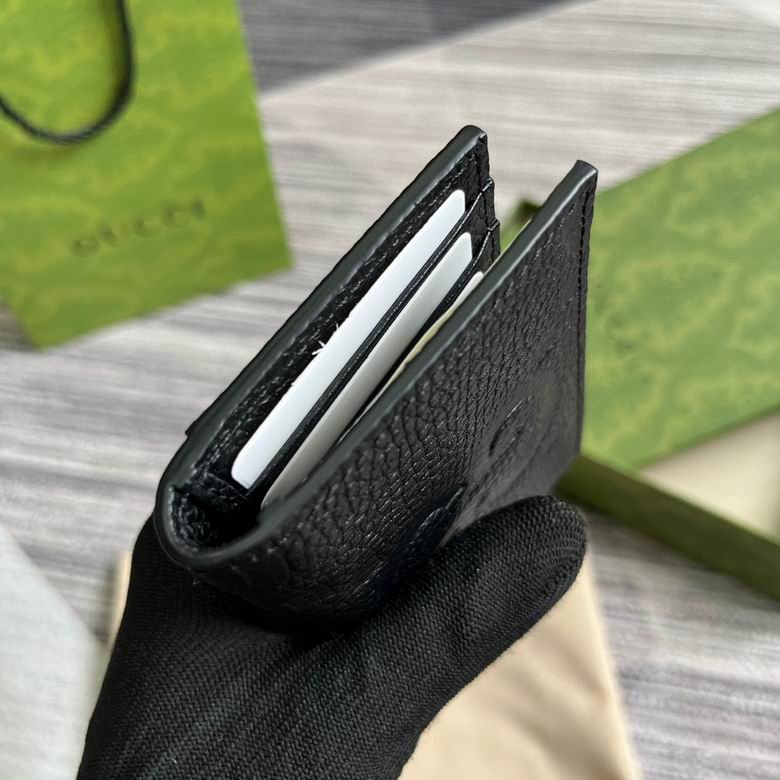 Gucci Wallet black leather GG oblong