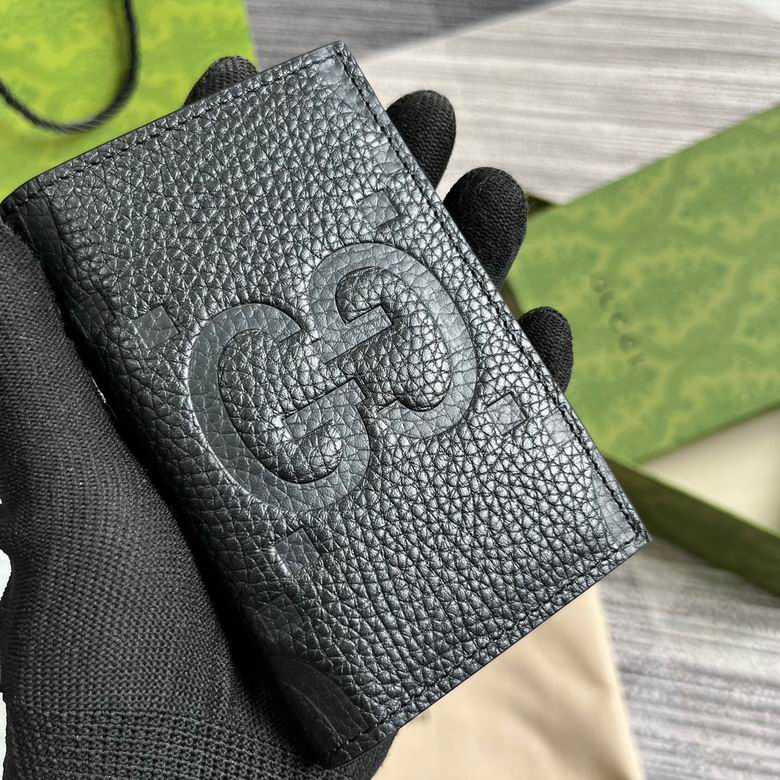 Gucci Wallet black leather GG oblong