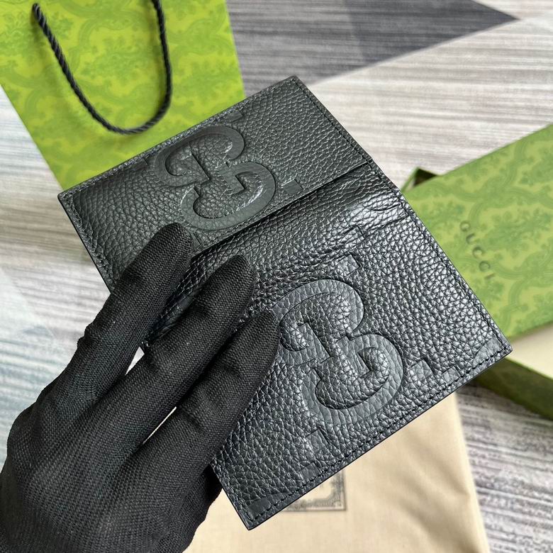 Gucci Wallet black leather GG oblong
