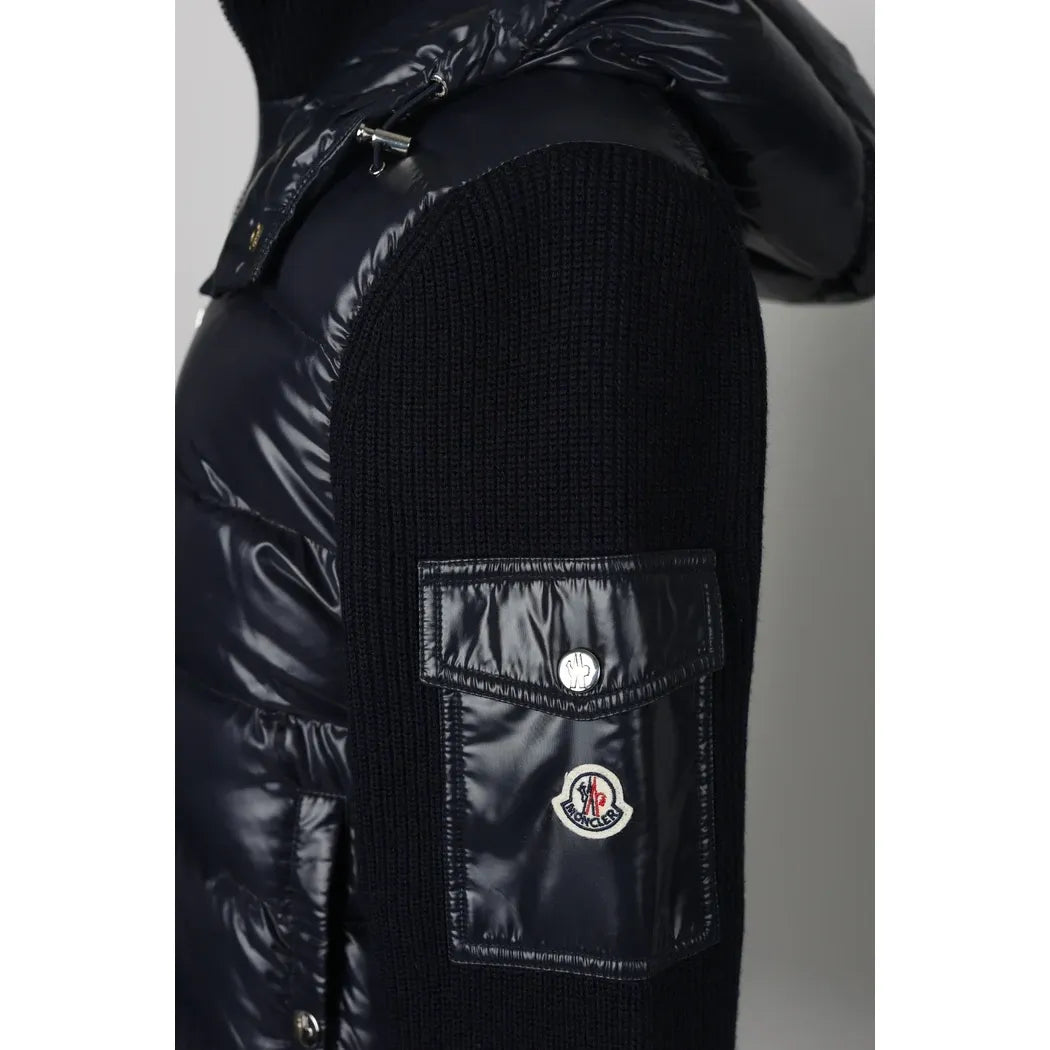 Monclr Cardigan Navy Puffer with hood