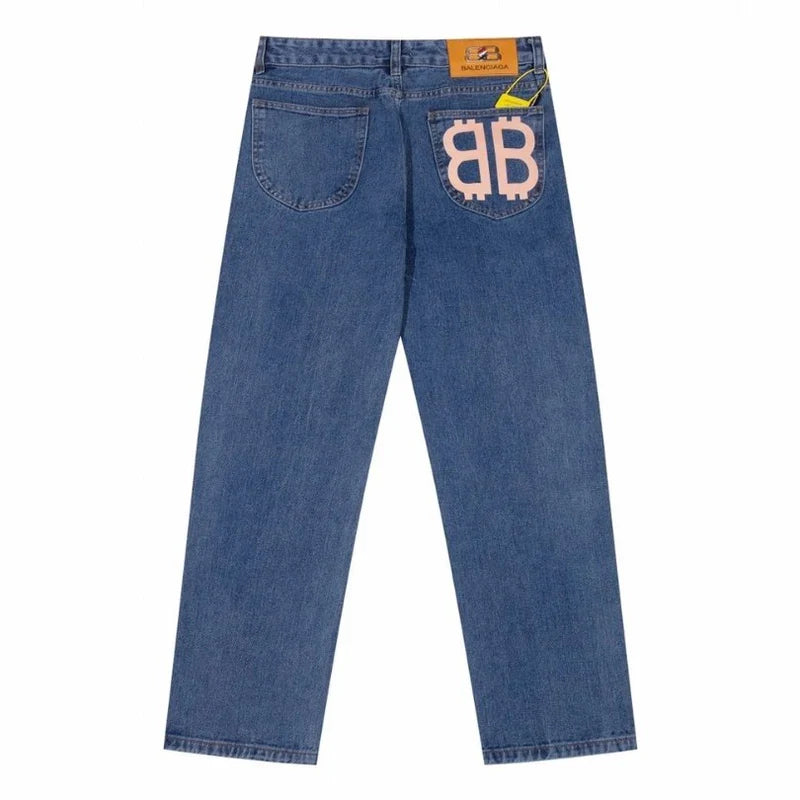 B@lenciga Men Baggy Jeans in Blue