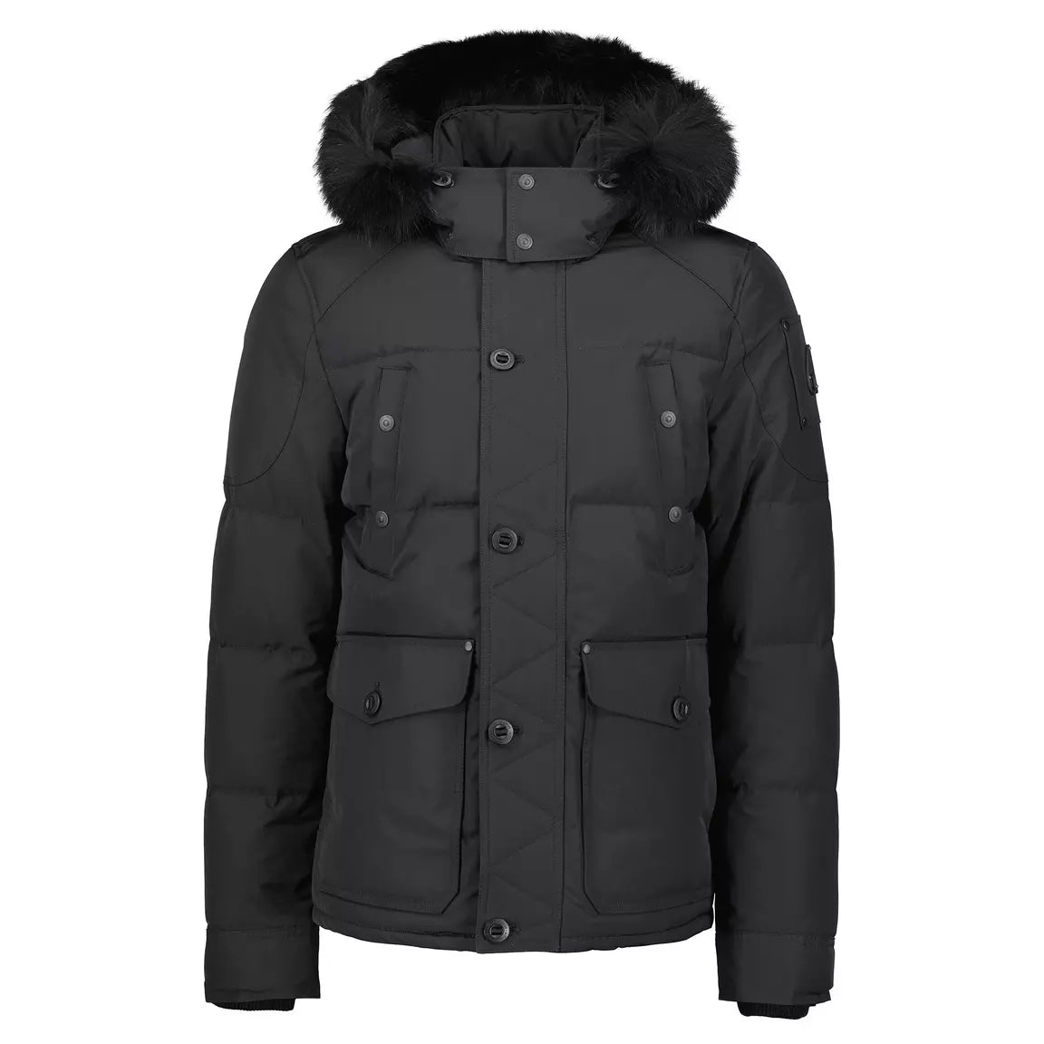 Moose Knucles Winter Jacket Black Logo and Fur
