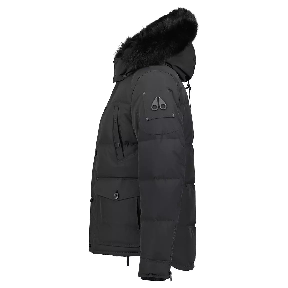 Moose Knucles Winter Jacket Black Logo and Fur