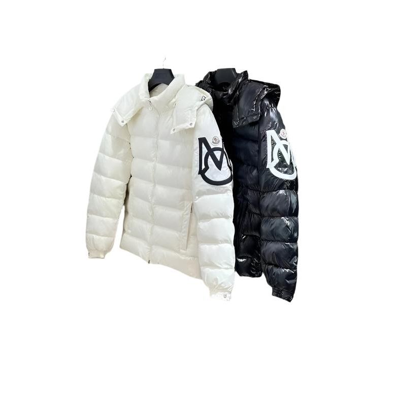 Monclr high-shine padded jacket in white and in navy