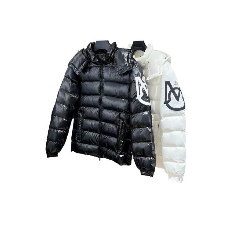 Monclr high-shine padded jacket in white and in navy
