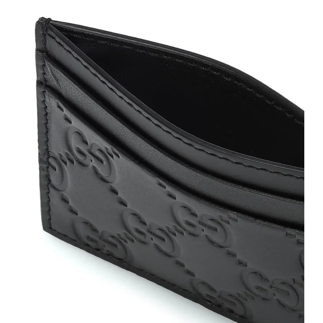 Guuccii Signature leather card holder in black