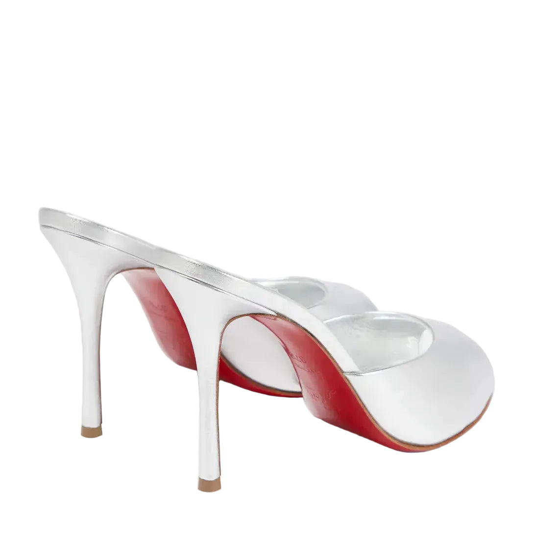 Christian Loobs Heels Dolly metallic leather mules