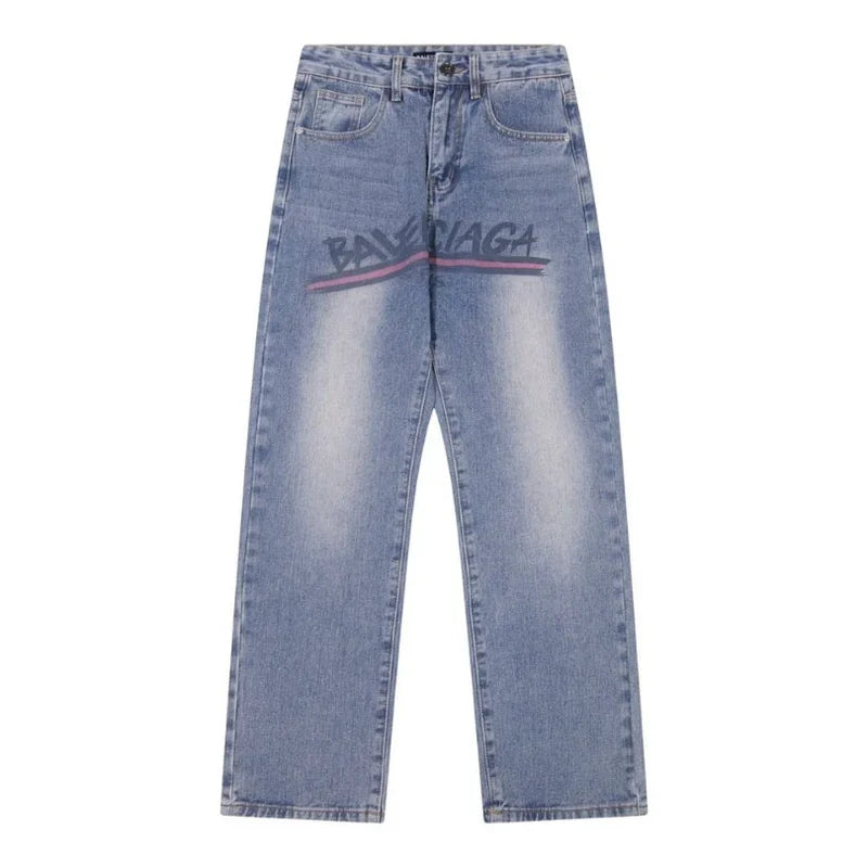 B@lenciga Men Baggy Jeans in Blue