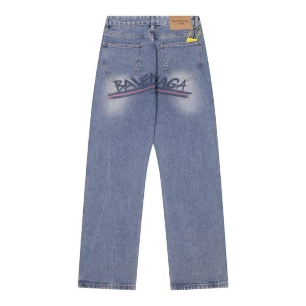 B@lenciga Men Baggy Jeans in Blue