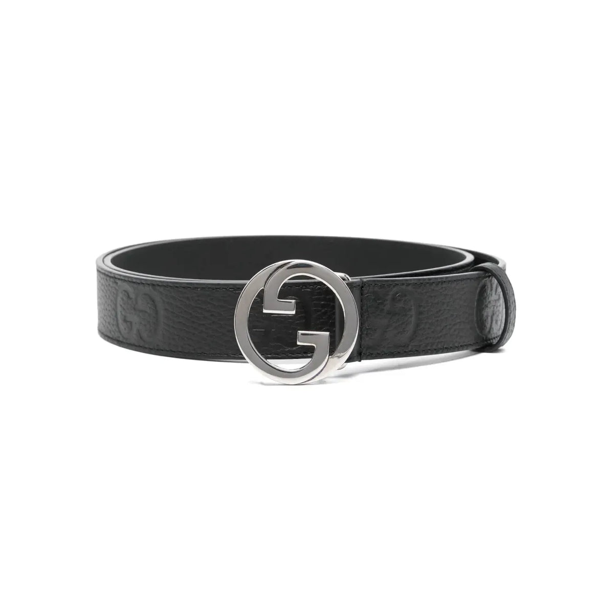 Guuccii Blondie leather belt Black Silver Buckle