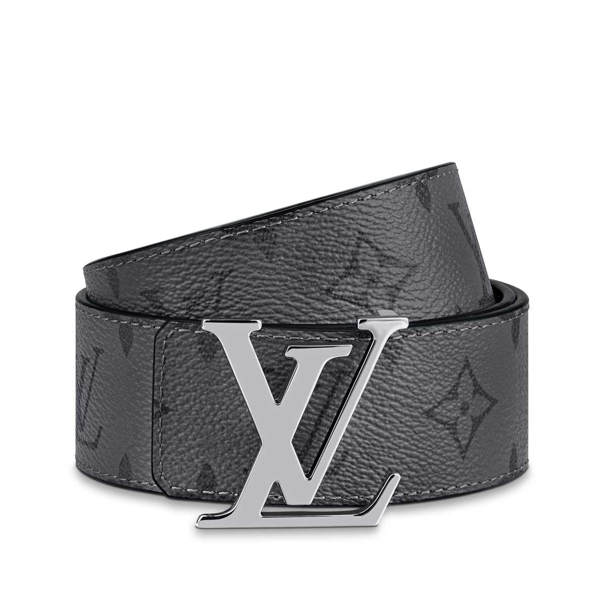 Louic Viutt0n Reversible Ecplise silver buckle and grey belt