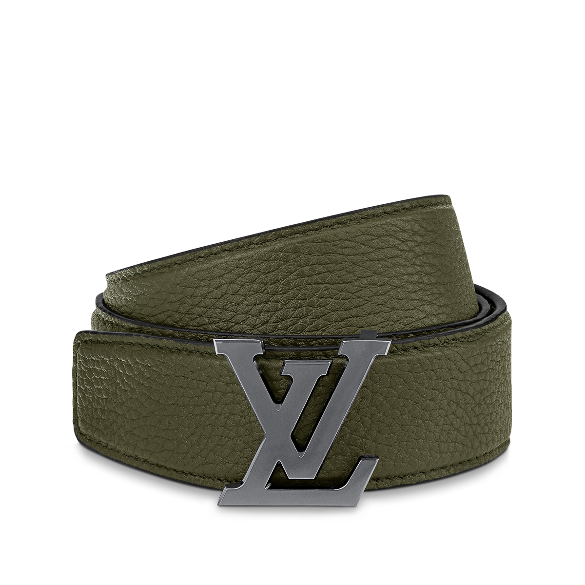Louic Viutt0n Reversible Ecplise silver buckle and olive green belt