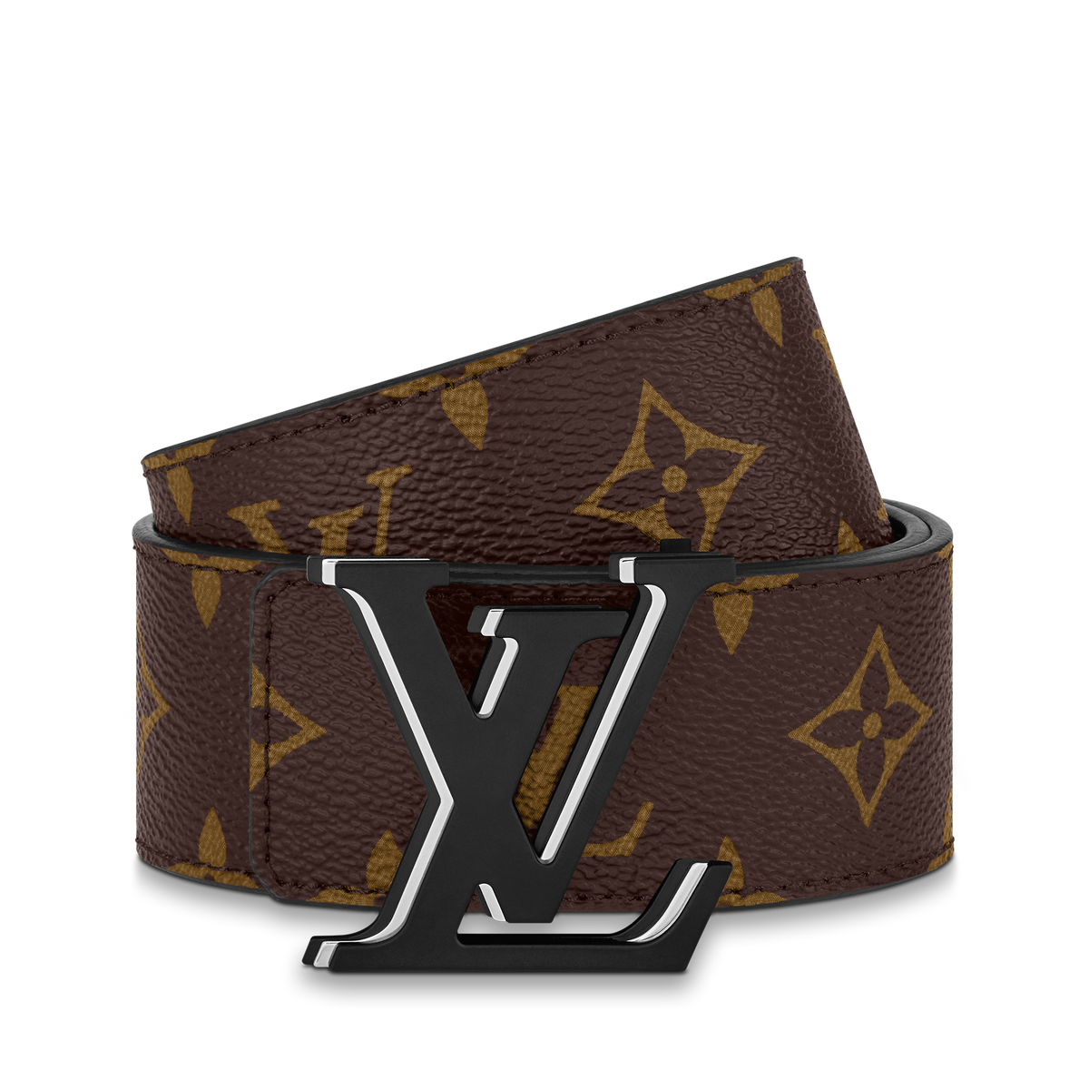 Louic Viutt0n Reversible Ecplise black buckle with dark brown belt