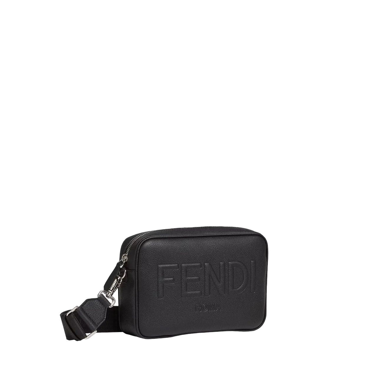 F€ndi Compact shoulder bag in black full-grain leather