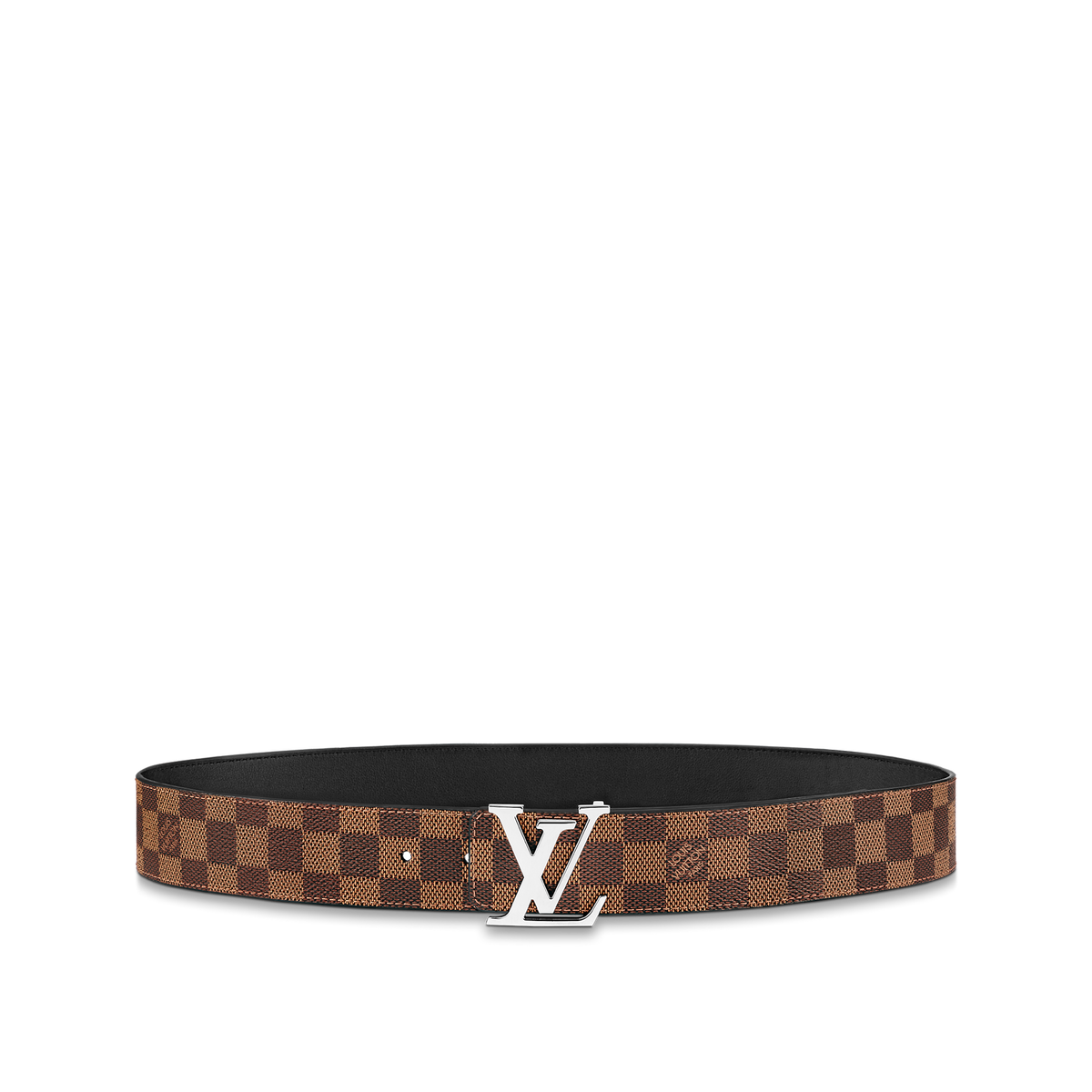 Louic Viutt0n Reversible Damier silver buckle and brown belt