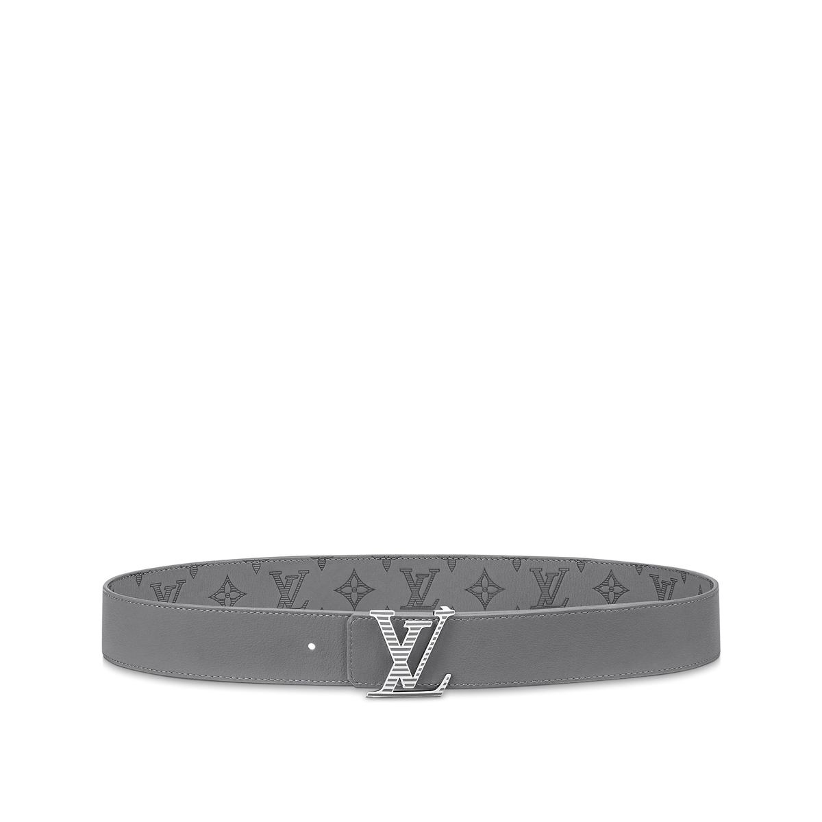 Louic Viutt0n Reversible Ecplise silver buckle and grey belt