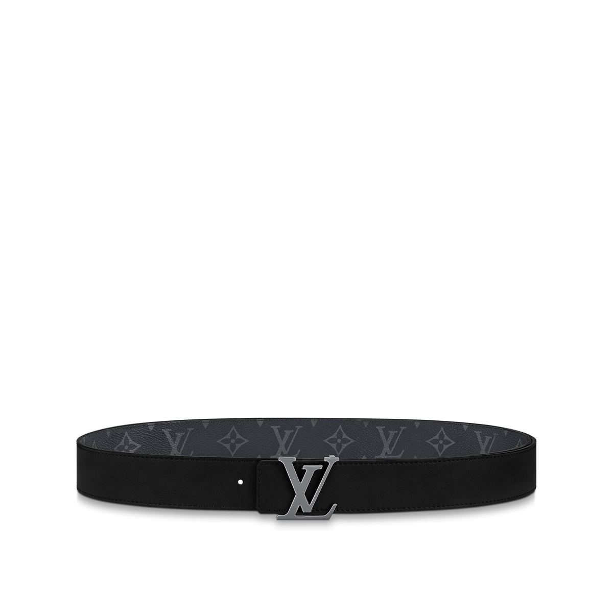 Louic Viutt0n Reversible Ecplise silver buckle and black belt