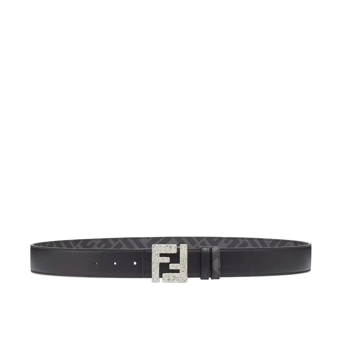 F€ndi Reversible belt with silver with black leather