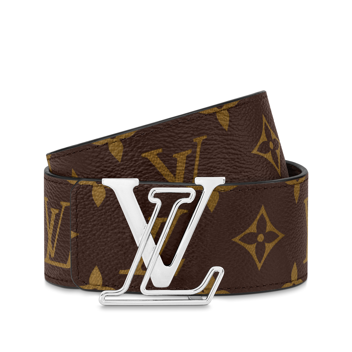Louic Viutt0n Reversible Ecplise Silver buckle and Brown belt