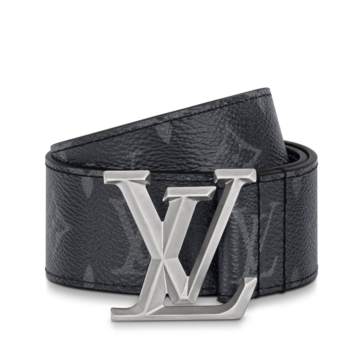 Louic Viutt0n Reversible Ecplise silver buckle and black belt