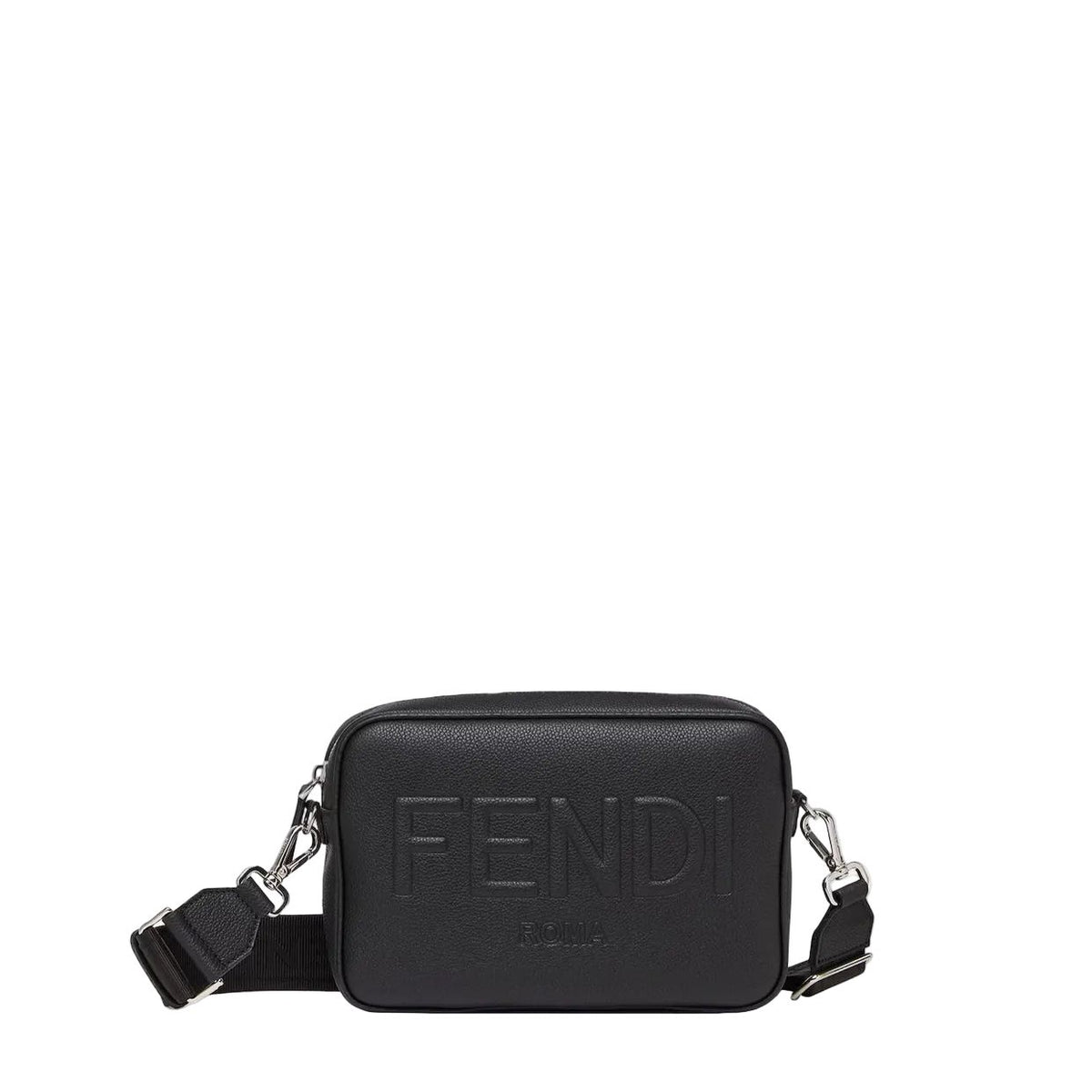F€ndi Compact shoulder bag in black full-grain leather