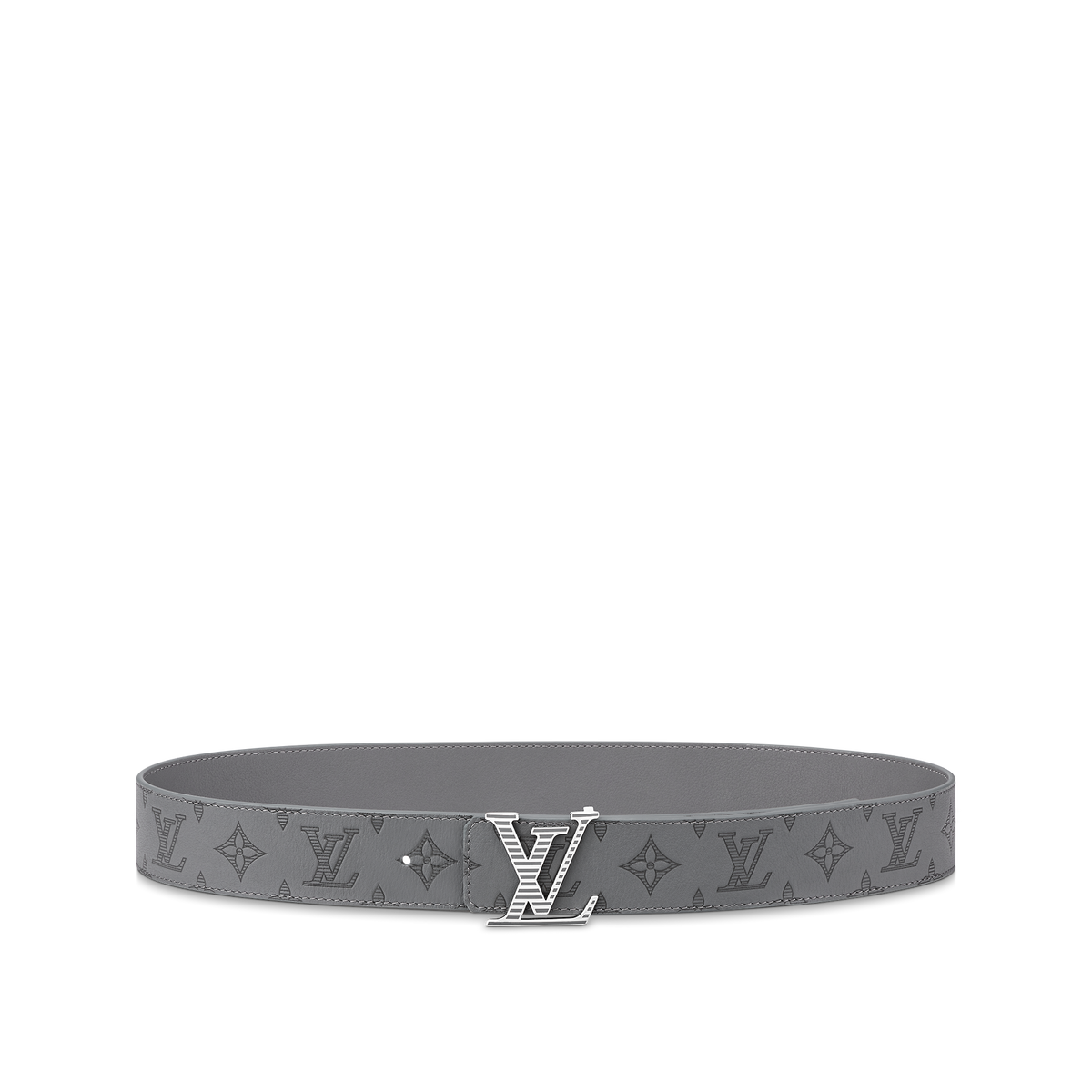 Louic Viutt0n Reversible Ecplise silver buckle and grey belt