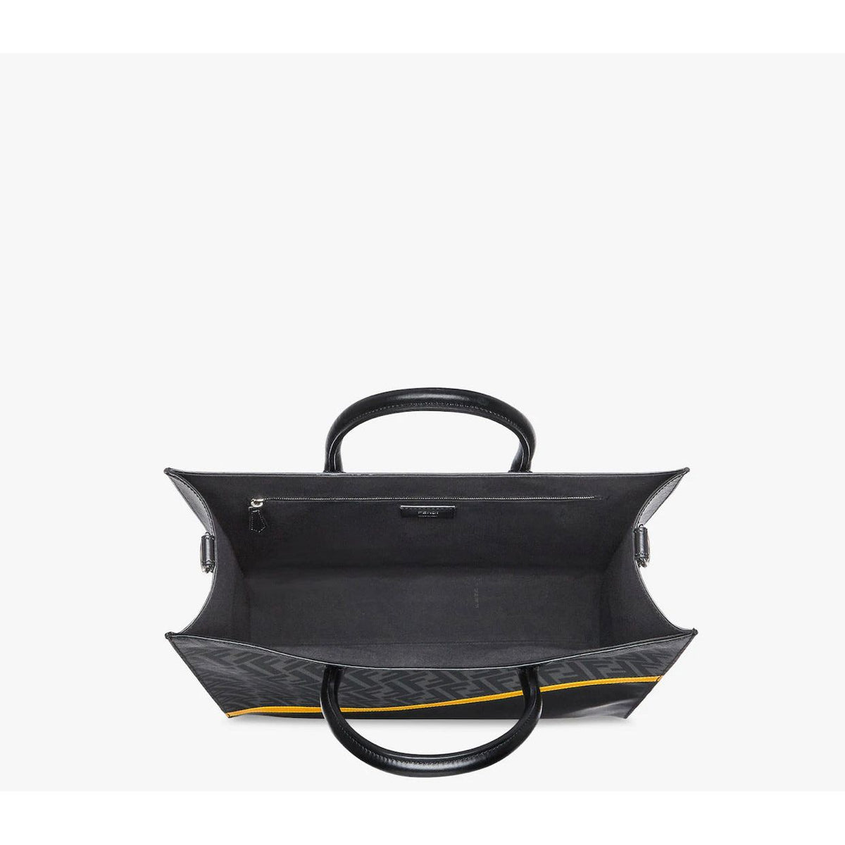 F€ndi black leather and grey bag