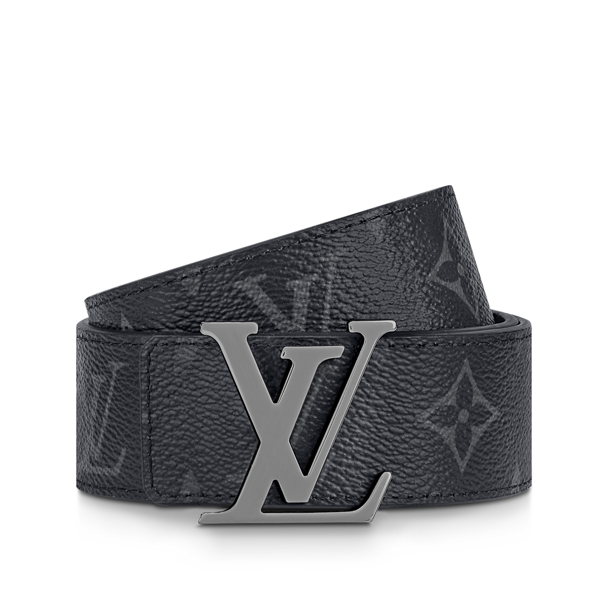 Louic Viutt0n Reversible Ecplise silver buckle and black belt