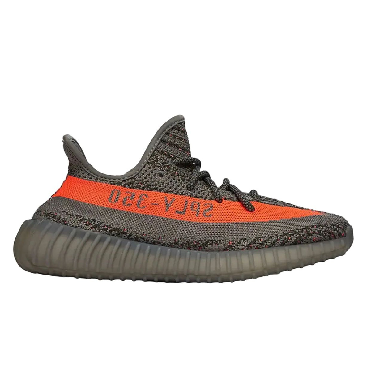 YE*ZY 350 Boost Grey with orange stripe