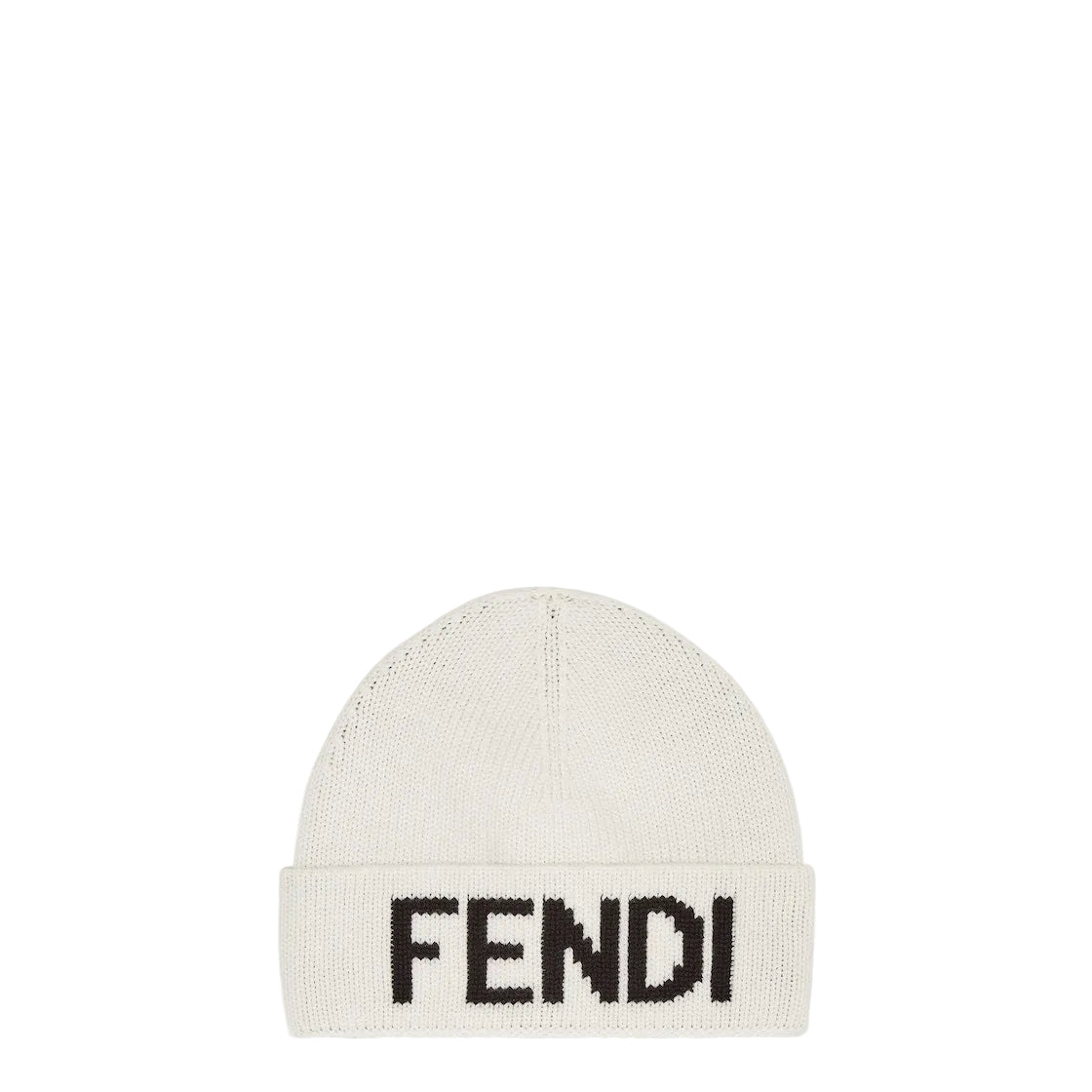 F€ndi BEANIE white with black letters