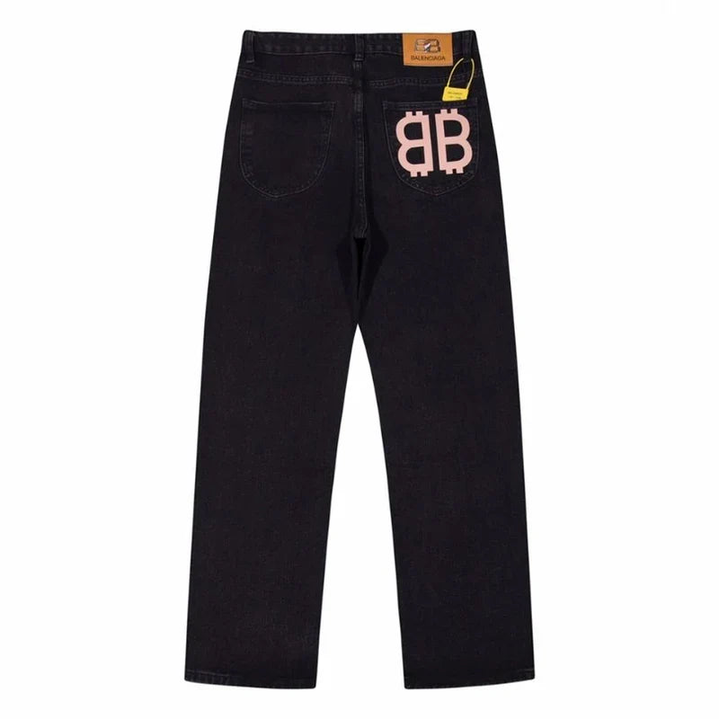 B@lenciga Men Baggy Jeans in Black