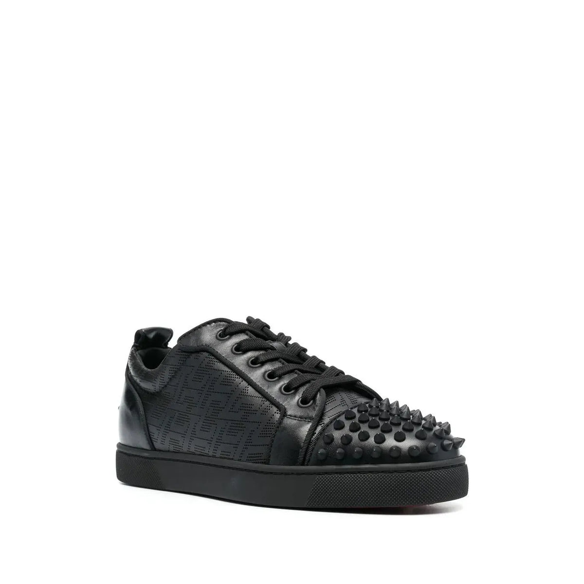 Christian Loobs black leather sneakers with spikes